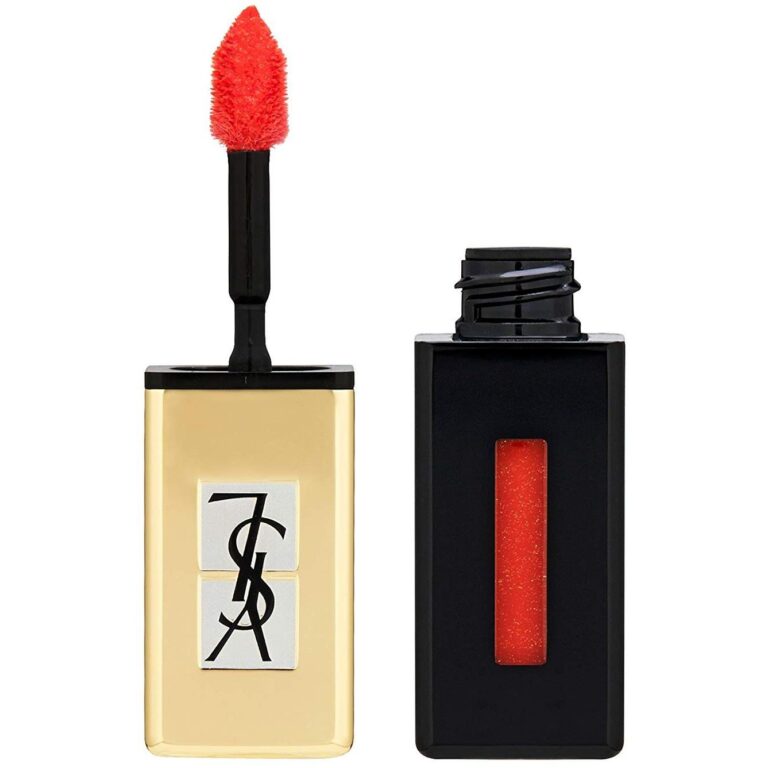 Pintalabios Rouge Pur Couture Nº 212 de YSL color naranja eléctrico abierto