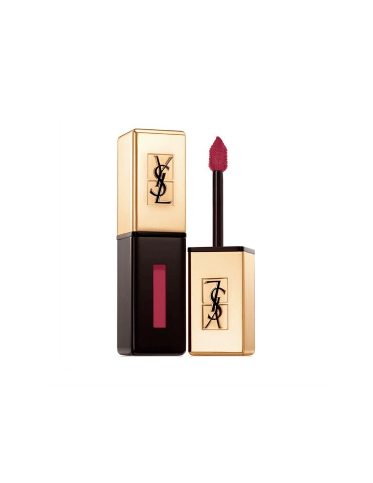 Pintalabios Rouge Pur Couture Nº 212 de YSL color naranja eléctrico abierto y con la tapa