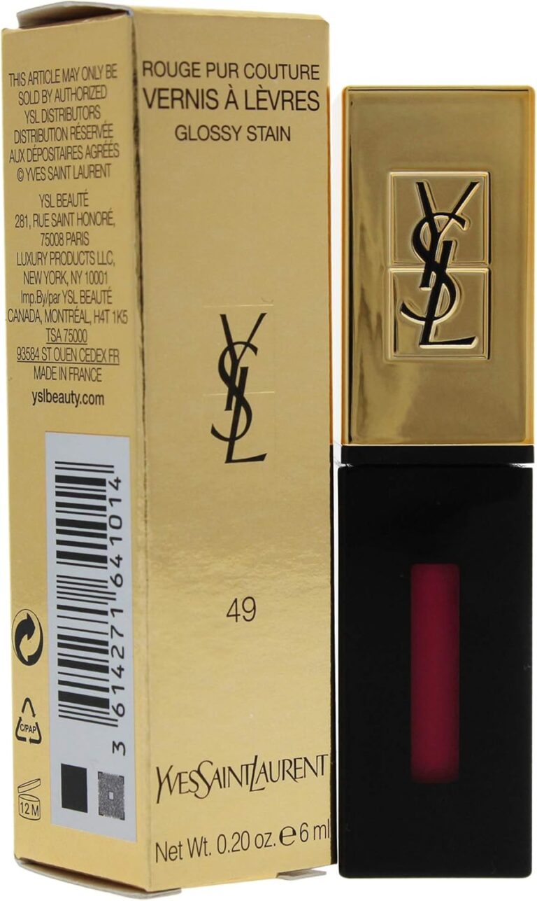 Pintalabios YSL Rouge Pur Couture Nº 49 Fuchsia Filtre - caja y pintalabios