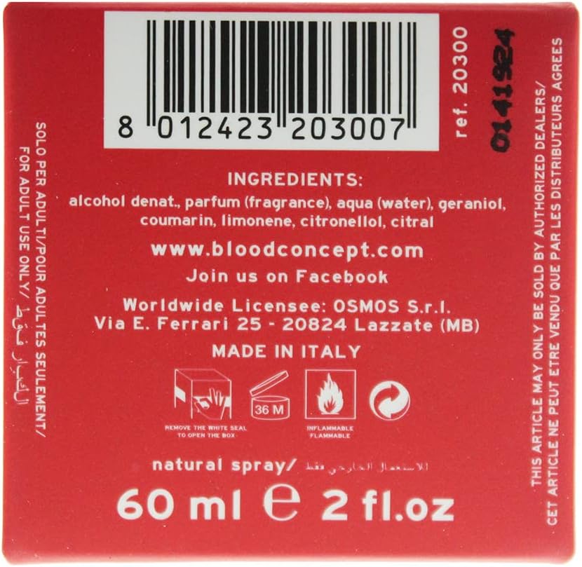 Blood Concept - Red +ma perfume unisex 60 ml caja trasera