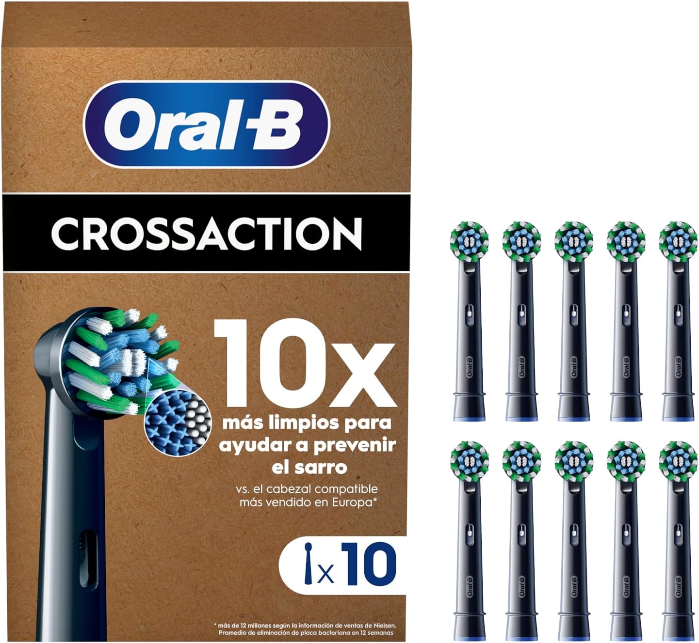 Oral-B Pro CrossAction cabezales de recambio negro pack 10 uds