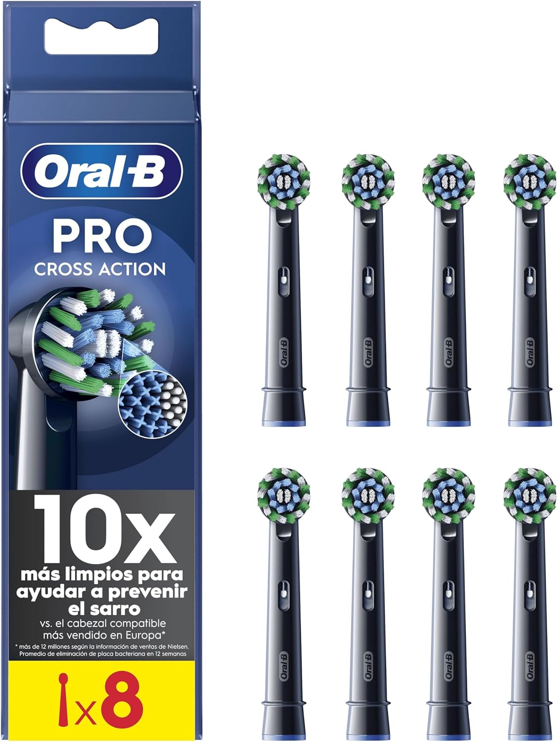 Oral-B Pro CrossAction cabezales de recambio negro pack 8 uds