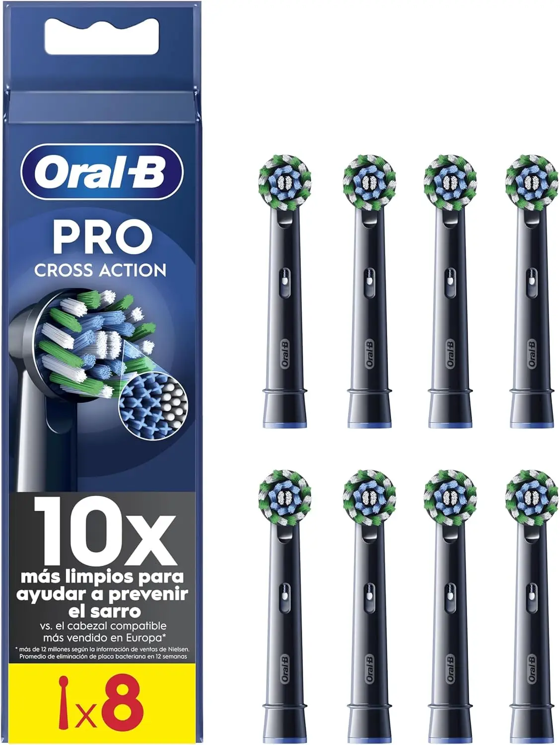 Oral-B Pro CrossAction cabezales de recambio negro pack 8 uds