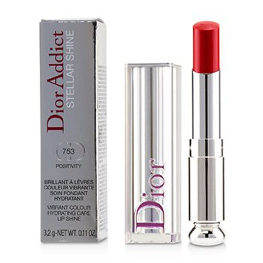 Pintalabios Dior Addict Stellar Shine Nº 753 Positivity - barra de labios abierta y caja