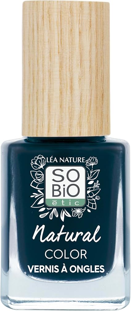 Frasco del esmalte de uñas sin toxicos para uñas azules nº 90 Blue Denim profesionales, naturales y brillantes de So'Bio Étic