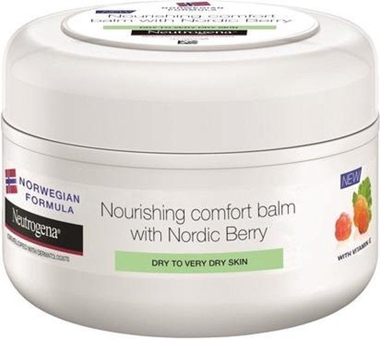 Frasco de la crema hidratante corporal de Neutrogena Nordic Berry 200 ml para pieles secas