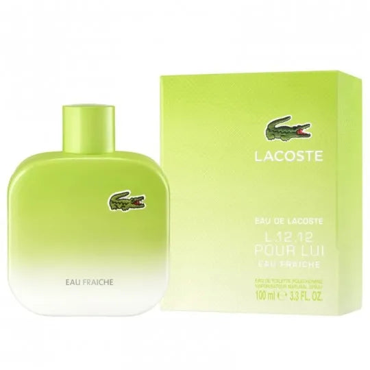 caja y frasco del Perfume para hombre L.12.12 POUR LUI EAU FRAICHE de Lacoste de 100 ml