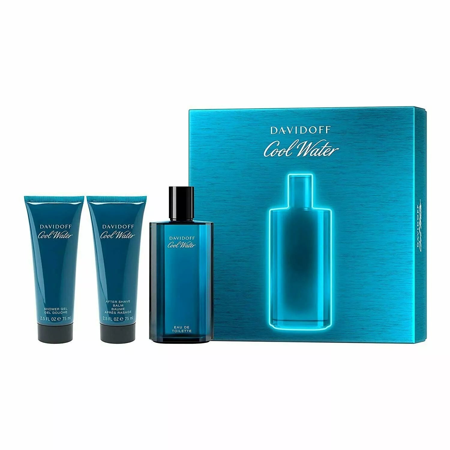 Set de  Cool Water de Perfume de 100ml, Gel de Ducha 75 Ml y After Shave de 75 Ml de Davidoff