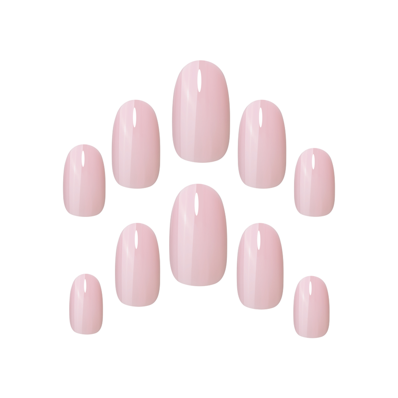 Muestra de 10 uñas postizas nude de varios tamaños con el pegamento para uñas postizas incluido de la marca Elegant Touch