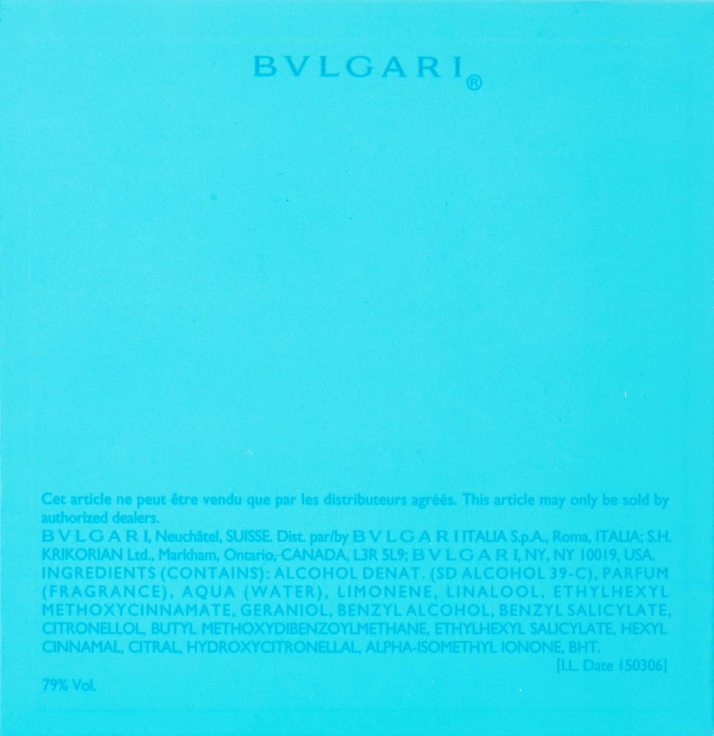 parte trasera del Perfume para mujer Omnia Paraiba Edp de Bvulgari de 40 ml