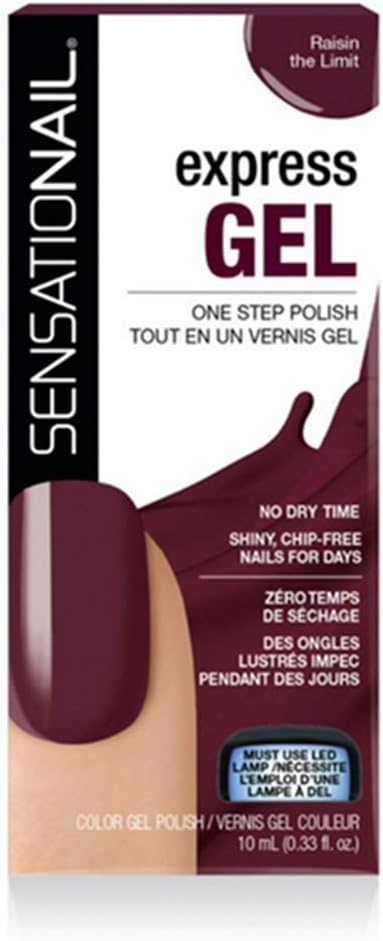 Caja del esmalte de gel para uñas semipermanentes de color burdeos Raisin The Limit marca Sensationail