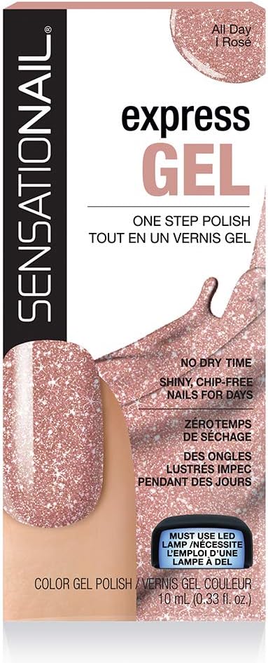 Esmalte de gel express para uñas semipermanentes de color rosa brillante All Day I Rose marca sensationail