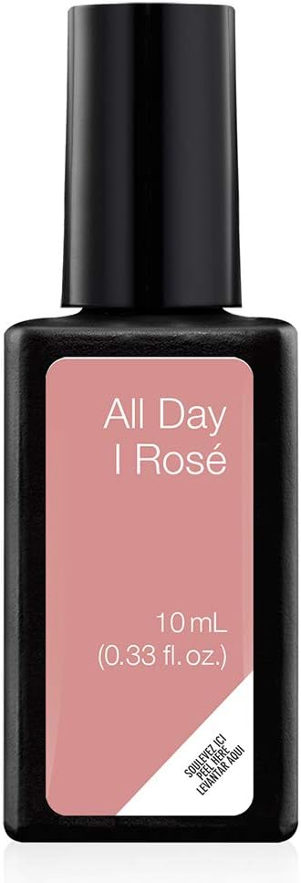 Frasco esmalte de gel para Uñas Semipermanente All Day I Rose de color Rosa con Brillantina Sensationail