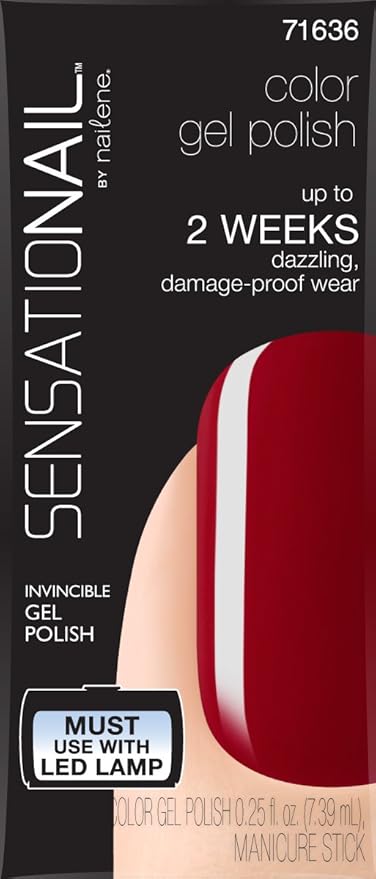 Caja del esmalte de gel para uñas semipermanentes de color rojo Royal Ruby marca Sensationail