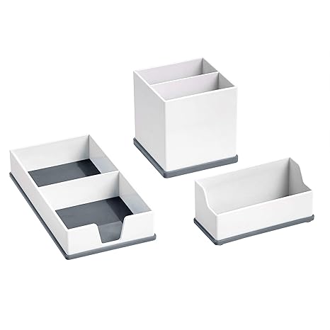 Juego de Organización Escritorio Gris y Blanco