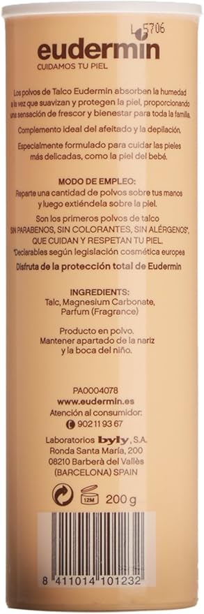 Polvo de Talco de Eudermin de 200 Ml