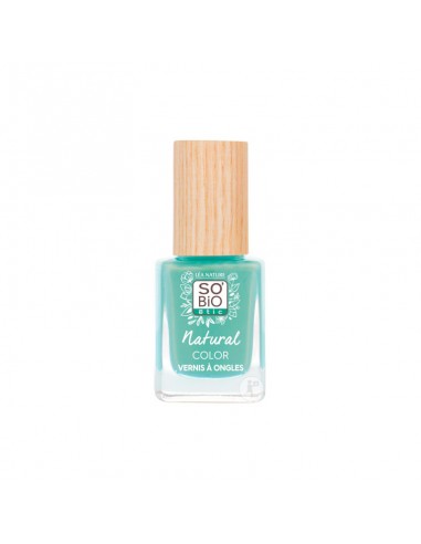 Frasco del esmalte de uñas sin toxicos para uñas azules nº 14 Verde Agua profesionales, naturales y brillantes de So'Bio Étic