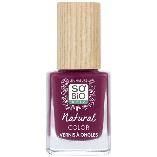 Frasco del esmalte de uñas sin toxicos para uñas violeta nº 50 Divine Violet profesionales, naturales y brillantes de So'Bio Étic