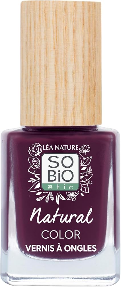 Frasco del esmalte de uñas sin toxicos para uñas moradas nº 55 Prune Noire profesionales, naturales y brillantes de So'Bio Étic