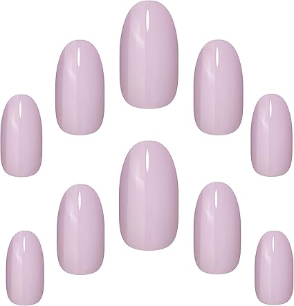 Muestra de 10 uñas postizas lila de varios tamaños con el pegamento para uñas postizas incluido de la marca Elegant Touch