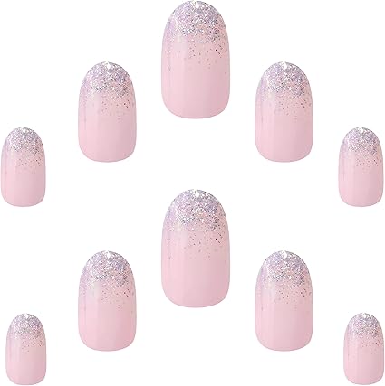 Muestra de 10 uñas postizas francesas rosas de varios tamaños con el pegamento para uñas postizas incluido de la marca Elegant Touch