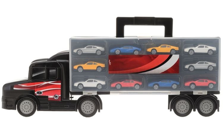Camión Transportador de 20 Coches con 10 Coches Incluidos de Teamsterz