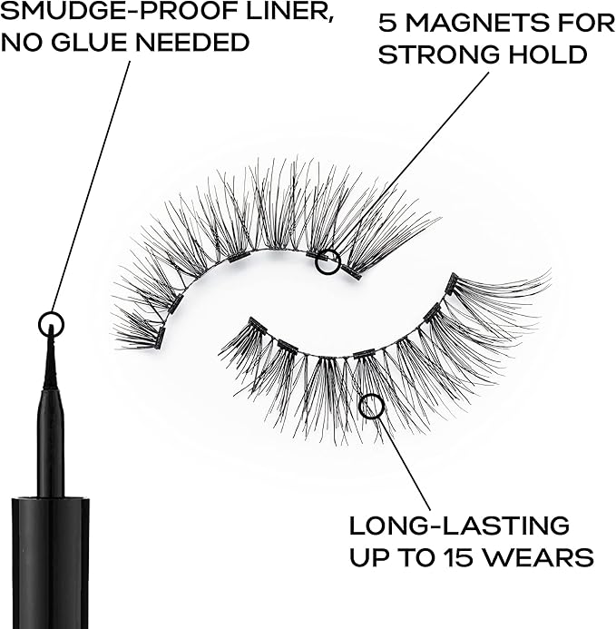 Productos incluidos en la caja de Pestañas Postizas magnéticas Eylure Nº117 PRO MAGNETIC