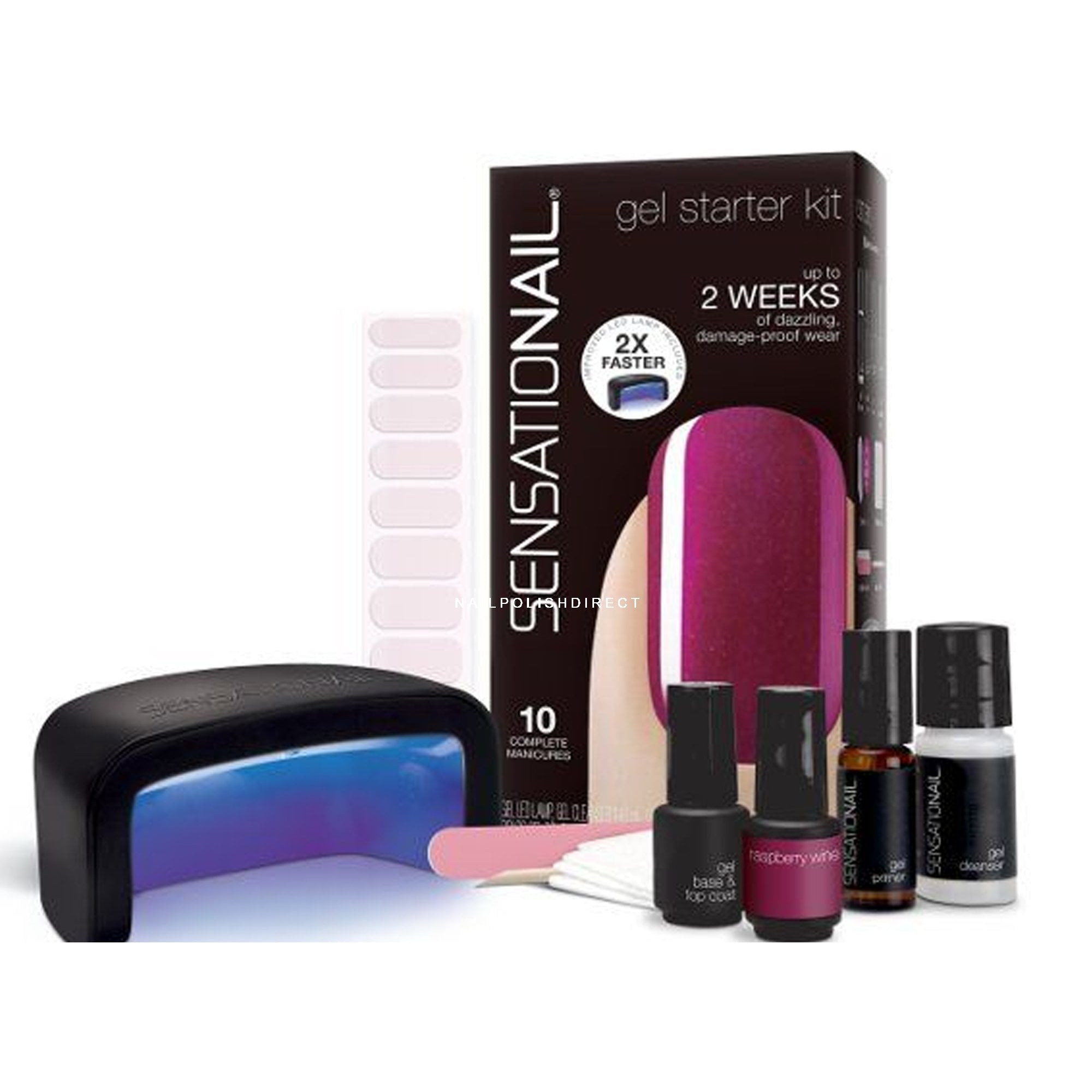 kit uñas semipermanente con lampara de uñas, lima uñas, base uñas, top coat, esmalte de gel y quita esmalte sin acetona Raspberry Wine
