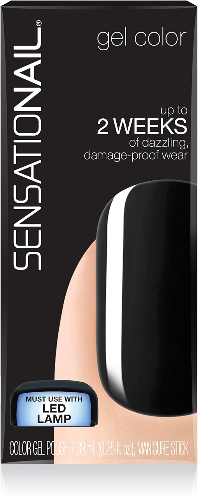 Caja del esmalte de gel para uñas semipermanentes de color negro Midnight Rendez-vous marca Sensationail