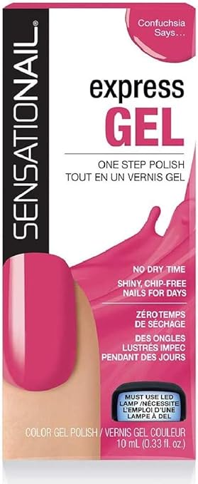 Caja del esmalte de gel express para uñas semipermanentes de color rosa Confuchsia Says marca Sensationail
