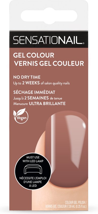 Caja del esmalte de gel para uñas semipermanentes de color marrón No Comment marca Sensationail
