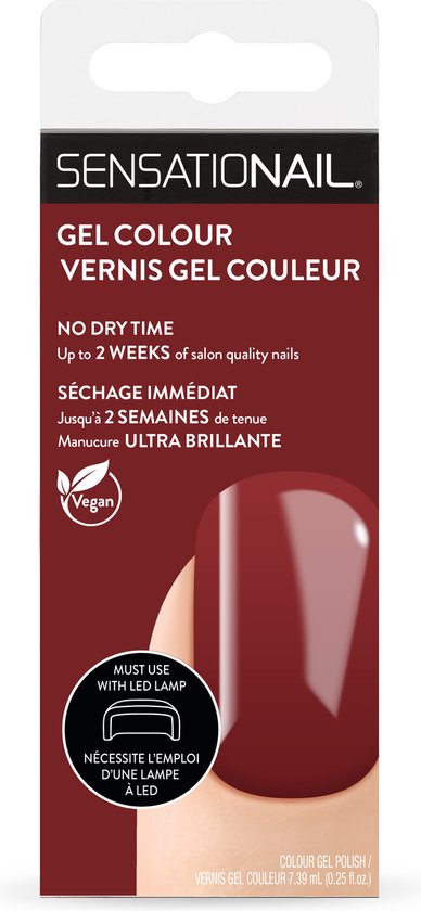 Caja del esmalte de gel para uñas semipermanentes de color rojo Moulin Rouge marca Sensationail