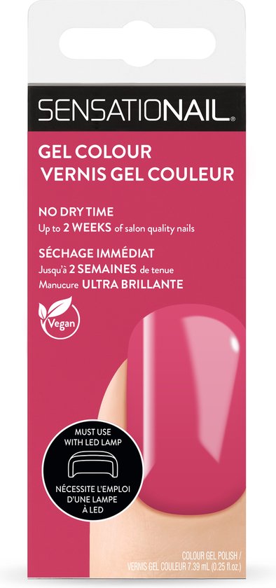 Caja del esmalte de gel para uñas semipermanentes de color rosa Fuchsia Fab marca Sensationail
