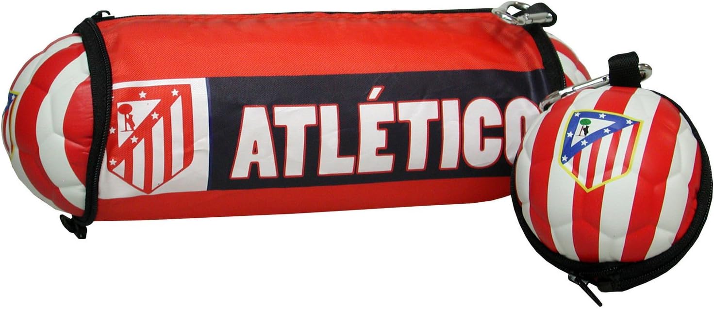 Estuche Cilíndrico Plegable con Adorno de Balón del Atlético de Madrid