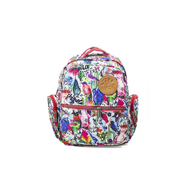 Mochila Estampado de Pájaros de Chimola 35 Cm