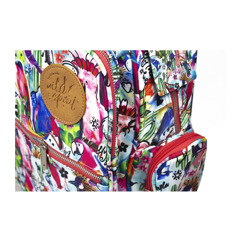 Mochila Estampado de Pájaros de Chimola 35 Cm